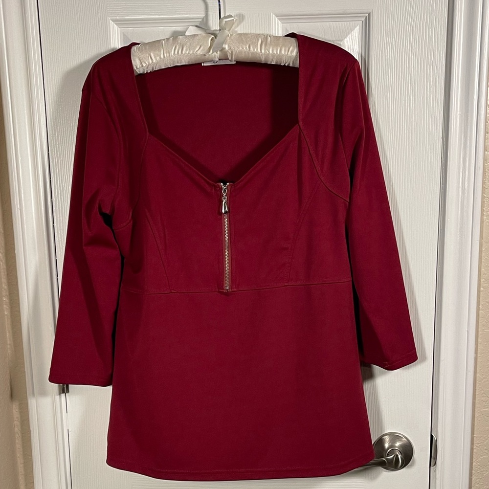Alfibi Maroon Blouse 3/4 Sleeve